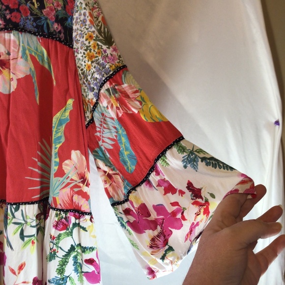 John Mark women’s size XL tunic top patchwork print 3/4 sleeves artsy flowy - Picture 3 of 7